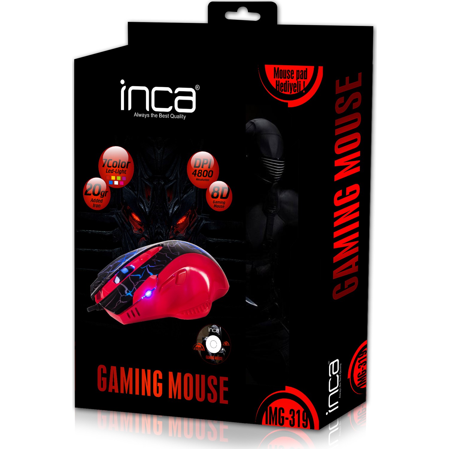 Inca IMG 319 8D 4800 DPI 7 Color Led USB Oyuncu Mouse Fiyatı