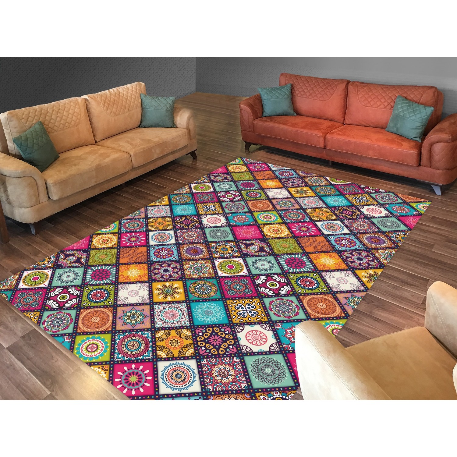 Cici Halı Örtüsü Baklava Kilim Desenli Lastikli Halı Fiyatı