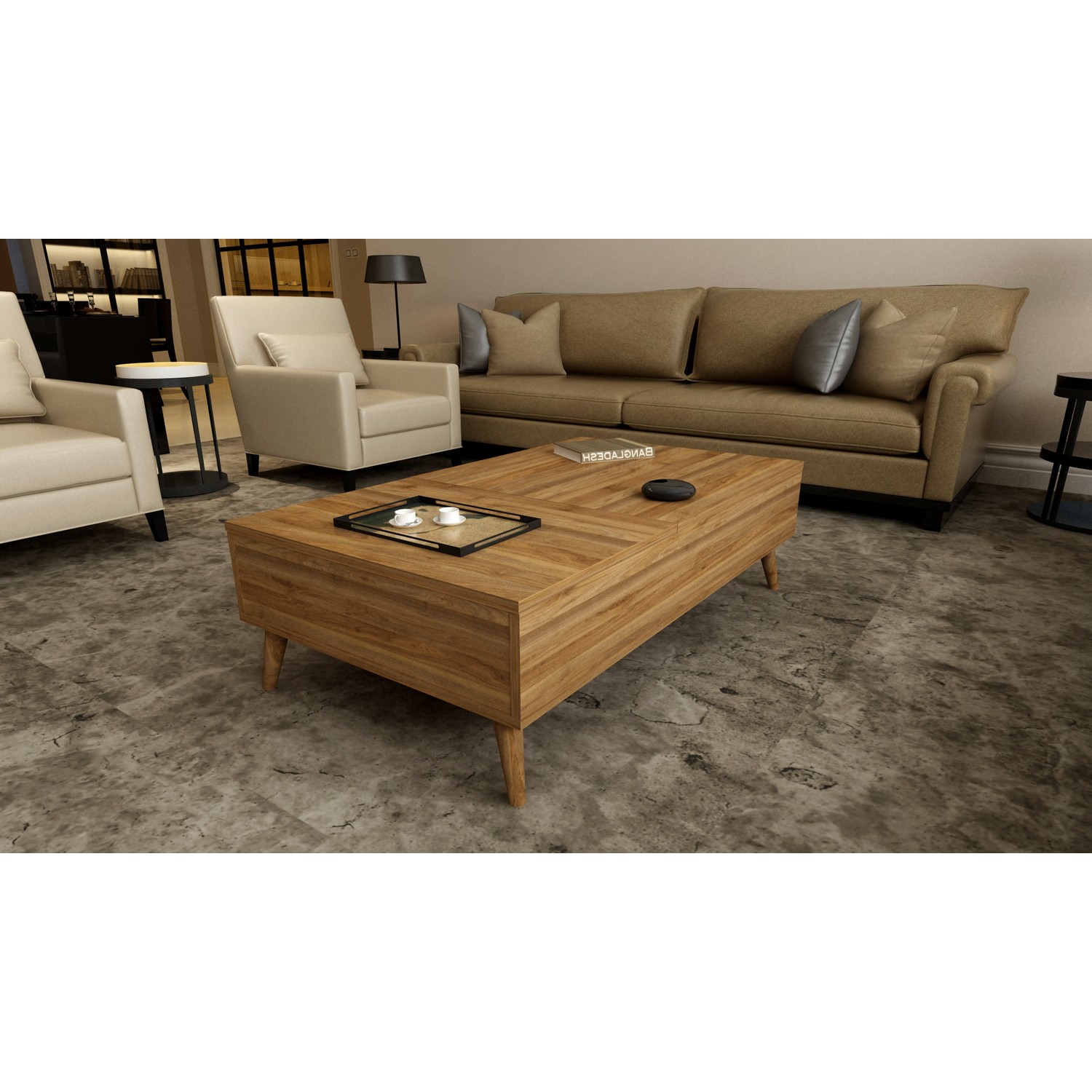 Sanal Mobilya Kupa Orta Sehpa Leon Ceviz Fiyatı