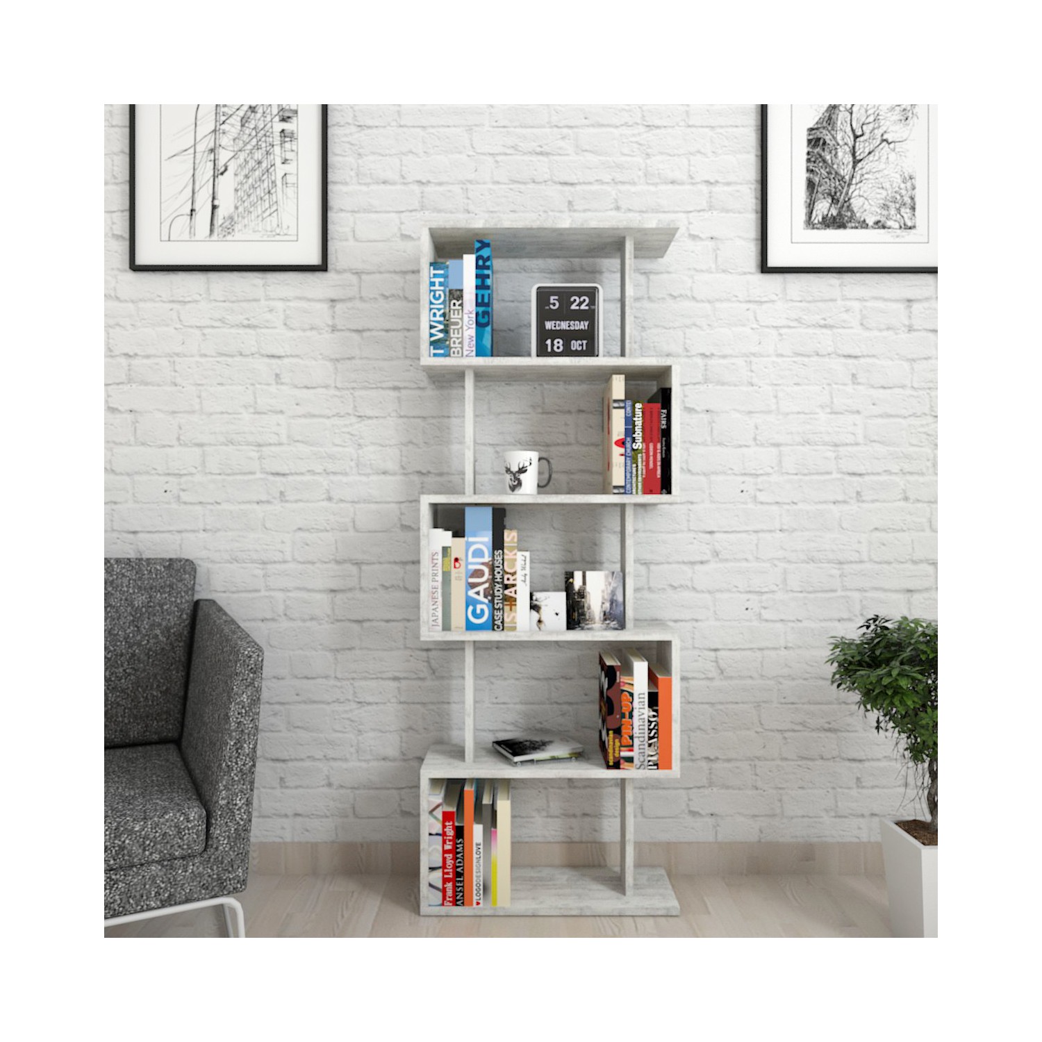 Mars Mobilya Snake Kitaplık Eskitme Beyaz Fiyatı