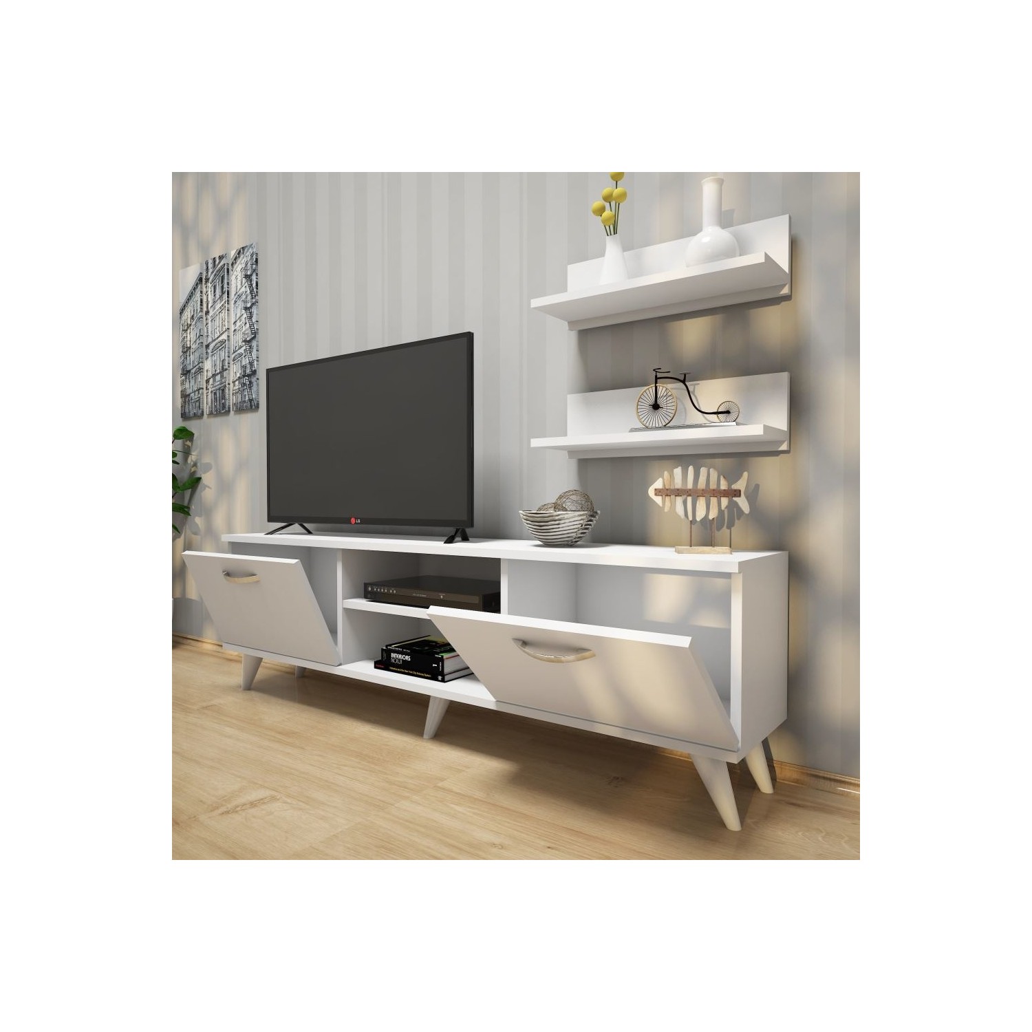 Rani A7 Duvar Raflı Tv Sehpası Kitaplıklı Tv Ünitesi Fiyatı