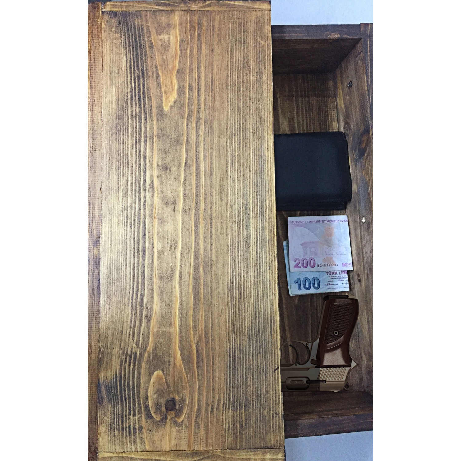 Dokdesign Doğal Ahşap Gizli Bölmeli Duvar Rafı Fiyatı