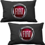 Asr Fiat 2 li Lüks Araç Boyun Yastığı Gri ve Ahşap Logo Anahtarlık