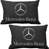 Asr Mercedes Benz 2 li Lüks Araç Boyun Yastığı Mavi ve Ahşap Logo Anahtarlık