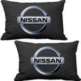 Asr Nissan 2 li Lüks Araç Boyun Yastığı Mavi ve Ahşap Logo Anahtarlık