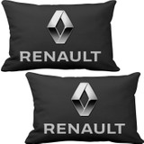 Asr Renault Reno 2 li Lüks Araç Boyun Yastığı Siyah ve Ahşap Logo Anahtarlık