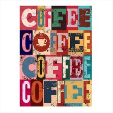 Cakasepetim Ahşap Tablo Renkli Coffee Yazı