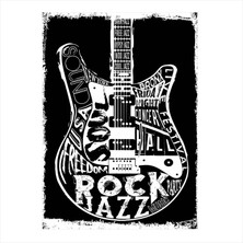 Cakasepetim Ahşap Tablo Yazılı Gitar Resim