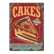 Cakasepetim Ahşap Tablo Lezzetli Ve Taze Kek Afişi