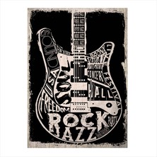 Cakasepetim Ahşap Tablo Elektro Gitar Temalı Afiş