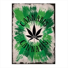 Cakasepetim Ahşap Tablo Retro Cannabis Poster