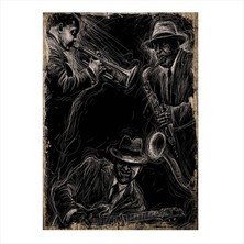 Cakasepetim Ahşap Tablo Jazz Temalı Afiş