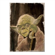 Cakasepetim Ahşap Tablo Retro Yoda Poster