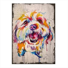 Cakasepetim Ahşap Tablo Renkli Sevimli Köpek