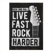 Cakasepetim Ahşap Tablo Rock And Roll Life