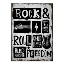 Cakasepetim Ahşap Tablo Rock And Roll