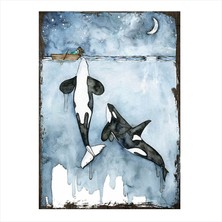 Cakasepetim Ahşap Tablo Balinalar Ve Kız