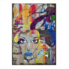 Cakasepetim Ahşap Tablo Grafiti Kadın Yüzü