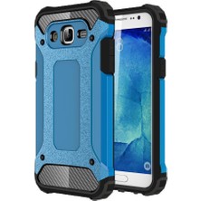 Case 4U Samsung Galaxy J7 Kılıf Çift Katman Zırh Koruma Tank Arka Kapak Mavi