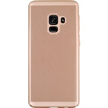 Case 4U Samsung Galaxy A8+ ( A730) Kılıf İnce Delikli Sert Arka Kapak Rubber Altın