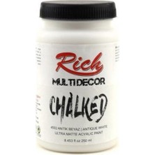 Rich Multi Decor Chalked Akrilik 250 ml N:4502 Antik Beyaz Kadifemsi Mat Dokulu Su Bazlı Boya