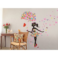 Cosy Home Gift Şemsiyeli Balerin Kız Çocuk Odası Ev Dekor Sticker Pvc