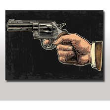 Cakasepetim Ahşap Tablo Revolver Tabanca 6 Patlar