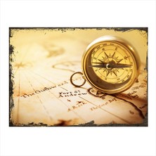 Cakasepetim Ahşap Tablo Pusula Ve Harita