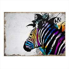 Cakasepetim Ahşap Tablo Renkli Zebra