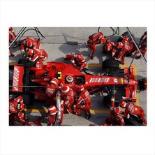 Cakasepetim Ahşap Tablo Formula 1 Pitstop Ferrari