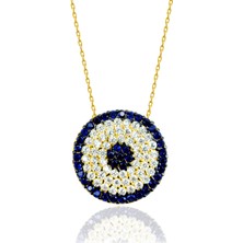 Lilarote Nazar Boncuğu Motifli Taşlı 14 Ayar Altın Kolye