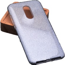 Case 4U Xiaomi Redmi Note 4X Kılıf Çift Katmanlı Simli Shining Sert Silikon Arka Kapak Gümüş Gri