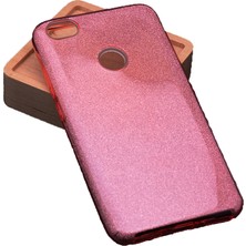 Case 4U Xiaomi 5X / A1 Kılıf Çift Katmanlı Simli Shining Sert Silikon Arka Kapak Rose Gold