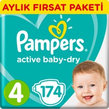 Prima Bebek Bezi Aktif Bebek 4 Beden Maxi Aylık Fırsat Paketi Paket 174 Adet