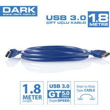 Dark USB 3.0 1.8m USB to USB Bağlantı Kablosu (DK-CB-USB3AL180)