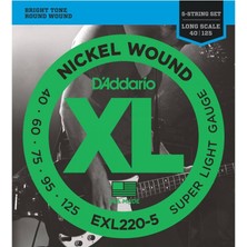 D'Addario EXL220-5 Long Scale 5 Telli Bas Gitar Teli (40-125)