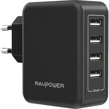 RavPower Duvar Şarj Cihazı 4xUSB - 8000mA - Siyah