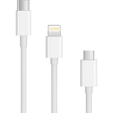 Alfais 5103 Micro Usb Type C Lightnin Usb Data Şarj Kablosu