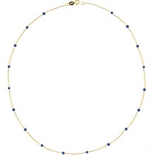 Glorria Altın Mavi Taşlı Sıra Kolye