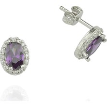 Glorria Gümüş Oval Anturaj Küpe