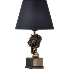 Qdec Modern Dizayn Aslan Abajur Gold Gri