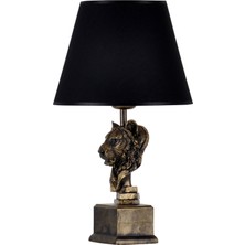 Qdec Modern Dizayn Aslan Abajur Gold Siyah