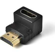 CresCent HDMI 90 Derece Dirsek Dönüştürücü Altın Uçlu HDMI M To HDMI F