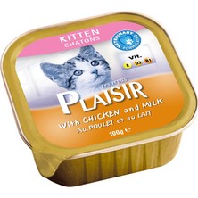 Plaisir 8'li Tavuklu ve Sütlü Pate Yavru Kedi Maması 100 Gr