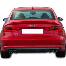 Audi A3 8V Sedan 2012 - 2016 S-Line S3 Arka Tampon Eki - Difüzör (Plastik)