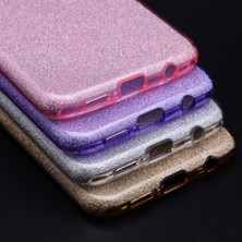 Case 4U Huawei P20 Lite Kılıf Çift Katmanlı Simli Shining Sert Silikon Arka Kapak Gümüş Gri