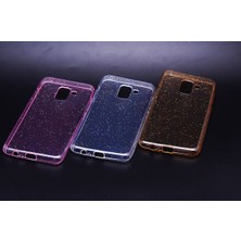 Case 4U Samsung Galaxy A8 2018 Kılıf Simli Silikon Arka Kapak - Pembe - Şeffaf