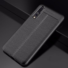 Microsonic Huawei P20 Pro Kılıf Deri Dokulu Silikon Siyah