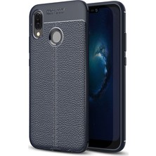 Microsonic Huawei P20 Lite Kılıf Deri Dokulu Silikon Lacivert