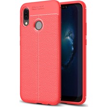 Microsonic Huawei P20 Lite Kılıf Deri Dokulu Silikon Kırmızı